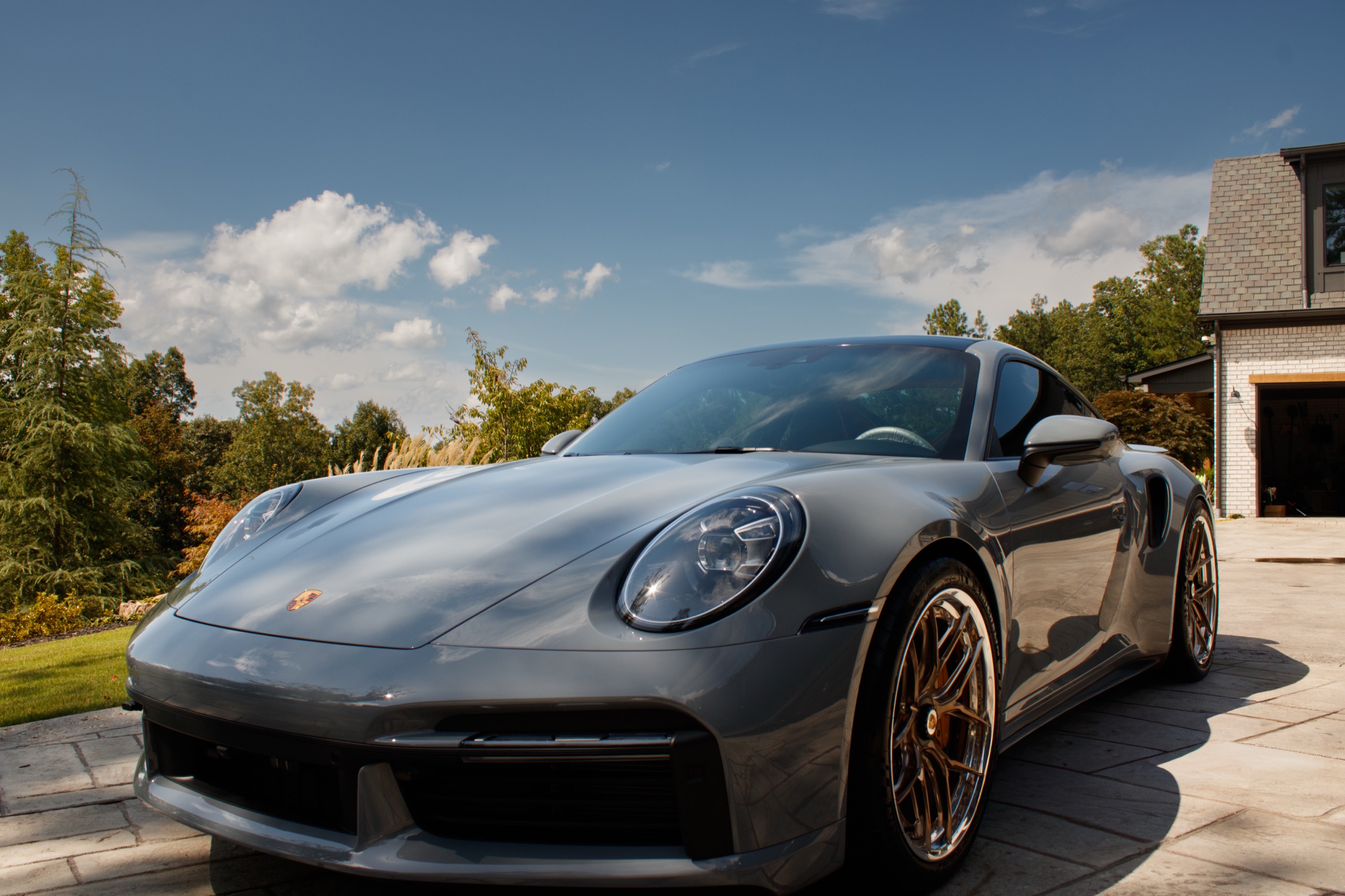 Detailed gray Porsche photographed on location in West Georgia